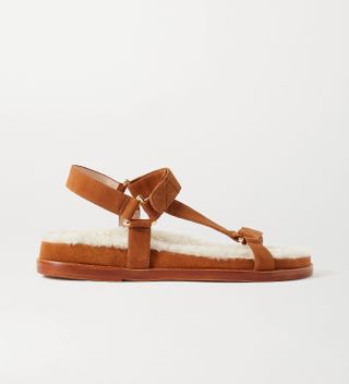 Porte & Paire + Shearling-Lined Suede Sandals
