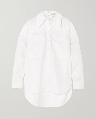 Tibi + Zip-Embellished Organic Cotton-Poplin Shirt