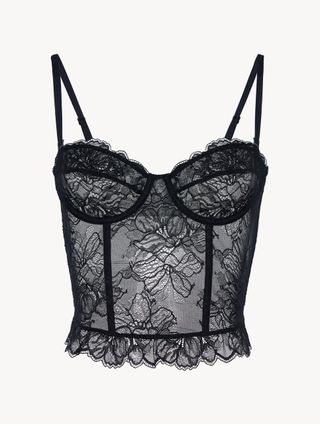 La Perla + Underwired Corset in Black Italian Jacquard Lace