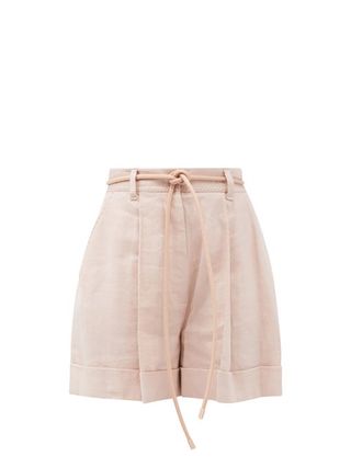 Zimmermann + Luminous Belted Linen-Blend Shorts