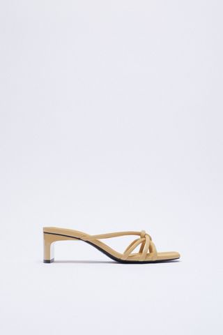 Zara + High Heeled Sandals With Knot Detail