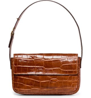 Staud + Tommy Croc Embossed Leather Shoulder Bag