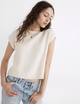 Madewell + Boatneck Button-Back Sweater Tee