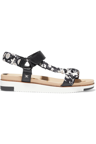 Sam Edelman + Ashie Floral-Print Satin-Twill and Leather Platform Sandals