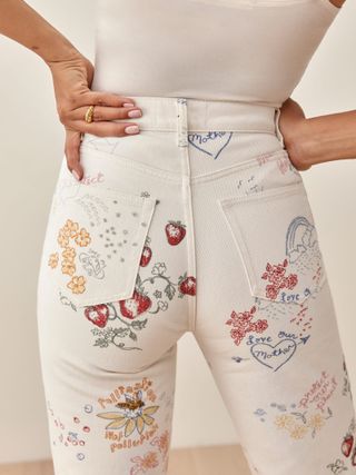 Reformation + Cynthia Doodle High Rise Straight Long Jeans