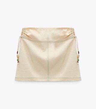 Zara + Topstitched Jacquard Skirt