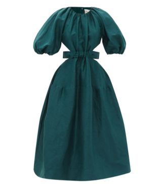 Aje + Mimosa Puff-Sleeve Linen-Blend Midi Dress