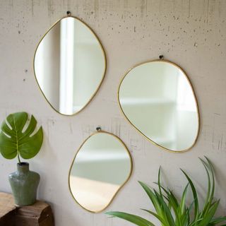 West Elm + Brass Framed Organic Shaped Mirrors, Set of 3