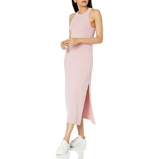 The Drop + Gabriela High Neck Cut-In A-Line Side Slit Maxi Sweater Dress