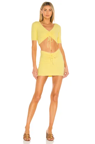 Majorelle + Bobby Ruched Sweater in Light Yellow