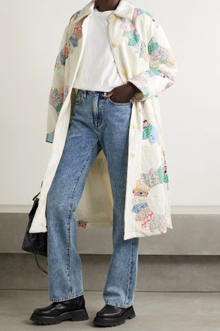Sea + Linden Belted Quilted Patchwork Cotton Coat