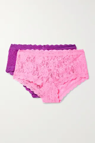 Hanky Panky + Signature Set of Two Stretch-Lace Boy Shorts