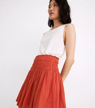 Madewell + Smocked Pull-On Mini Skirt