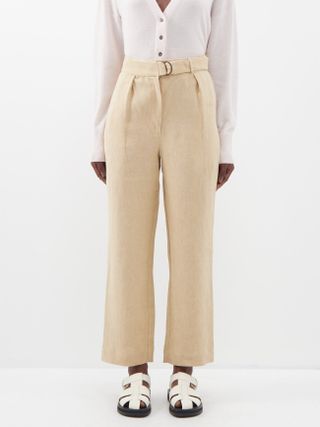 Le Kasha + Nabq Pleated Organic-Linen Trousers