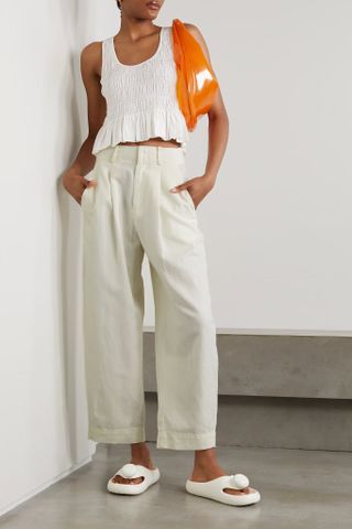 Apiece Apart + Bari Linen and Organic Cotton-Blend Tapered Pants