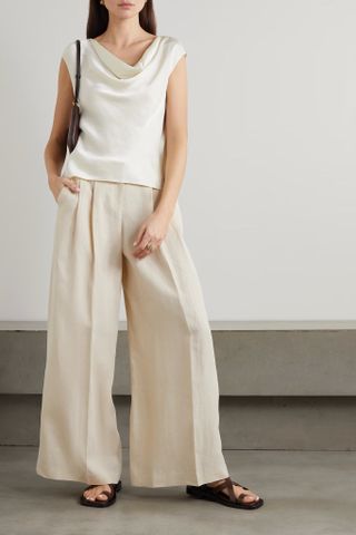 Theory + Pleated Linen Wide-Leg Pant