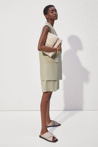 H&M + Sleeveless Linen-Blend Jacket