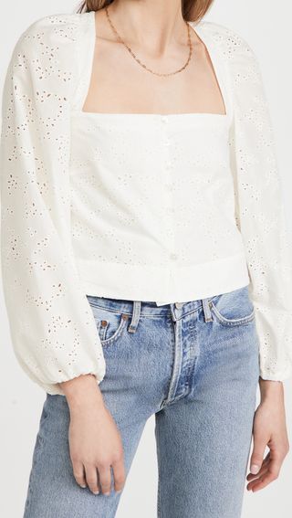 Jonathan Simkhai + Clover Broderie Anglaise Square Neck Top