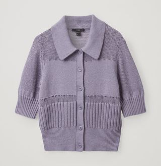 COS + Mesh Panel Short-Sleeved Cardigan