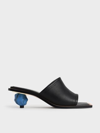 Charles & Keith + Leather Sculptural Heel Mules