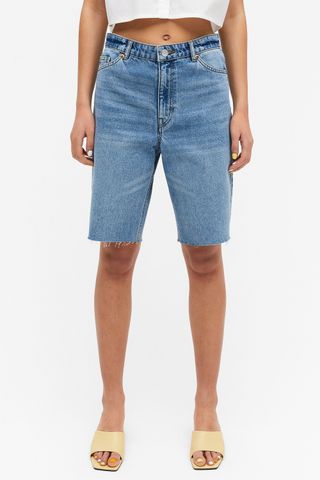 Monki + High-Waist Denim Shorts