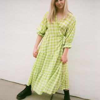 Urban Outfitters + Green Gingham Wrap Dress
