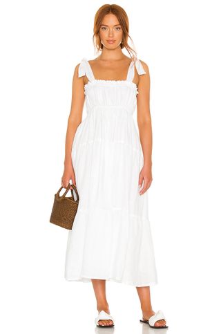 Faithfull the Brand + Bellamy Midi Dress in Plain White