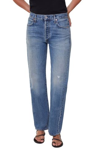 Citizens of Humanity + Emery Distressed High Waist Relaxed Straight Leg Jeans
