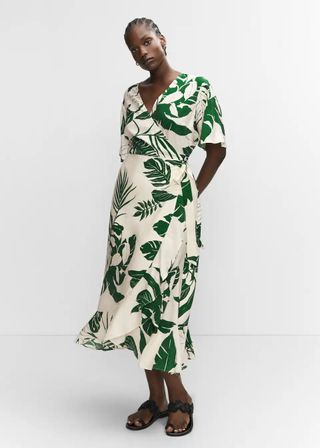 Mango + Printed Dress With Ruffle Wrap