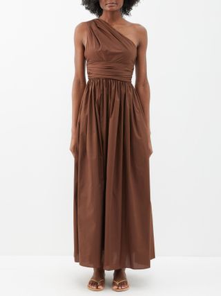 Matteau + One-Shoulder Gathered Organic-Cotton Dress