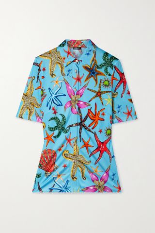 Versace + La Medusa Printed Satin-Jersey Shirt