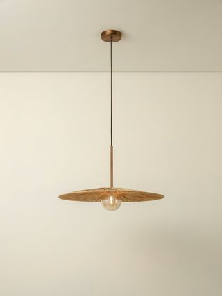 Lights & Lamps + Ridotti Natural Raffia and Burnished Brass Pendant