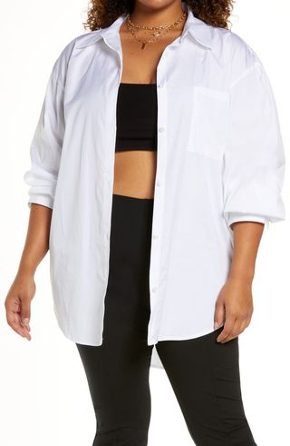 Open Edit + Oversize Organic Cotton Poplin Blouse