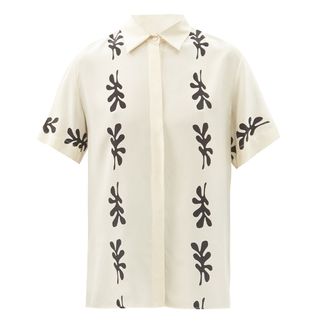 Matteau + Fig Leaf-Print Silk-Crepe Shirt