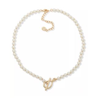 Anne Klein + Gold-Tone Imitation Pearl Strand Toggle Necklace
