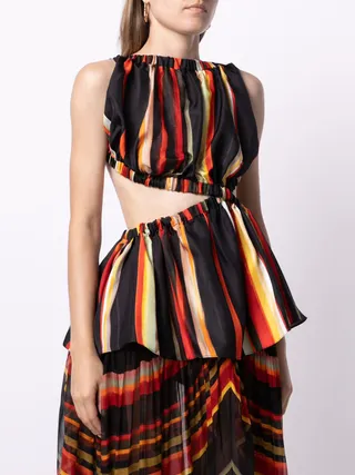 Christopher Esber + Stripe-Print Backless Silk Top