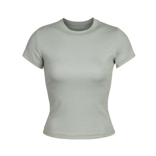 Skims + Stretch Cotton T-Shirt in Mineral