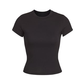 Skims + Stretch Cotton T-Shirt in Soot