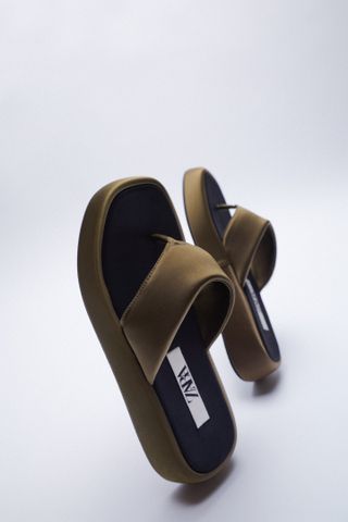 Zara + Satin Effect Low Heel Platform Sandals