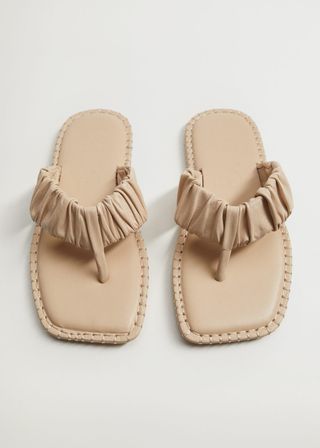 Mango + Ruched Leather Sandals