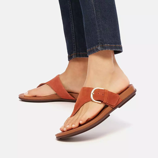 FitFlop + Gracie Buckle Suede Toe-Post Sandals