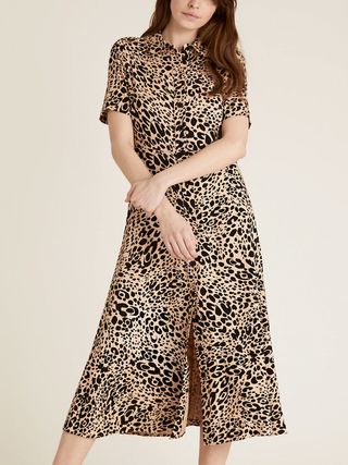 M&S Collection + Animal Print Midi Shirt Dress