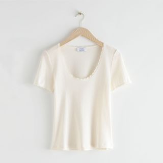 & Other Stories + Ribbed Lace Trim T-Shirt