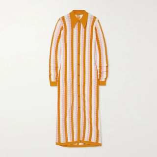 Dodo Bar Or + Dar Striped Pointelle-Knit Midi Shirt Dress