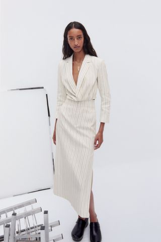 Zara + Cropped Striped Blazer
