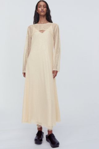 Zara + Beaded Sequin Crop Top