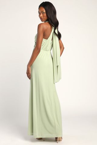 Lulus + Start Your Romance Sage Green Strapless Convertible Maxi Dress