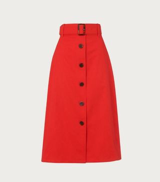 L.K.Bennett + Oda Red Cotton Skirt