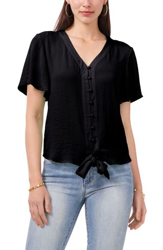 Vince Camuto + Tie Front Button-Up Blouse