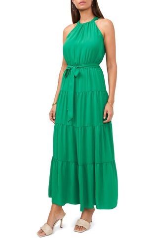 Vince Camuto + Halter Tiered Maxi Dress
